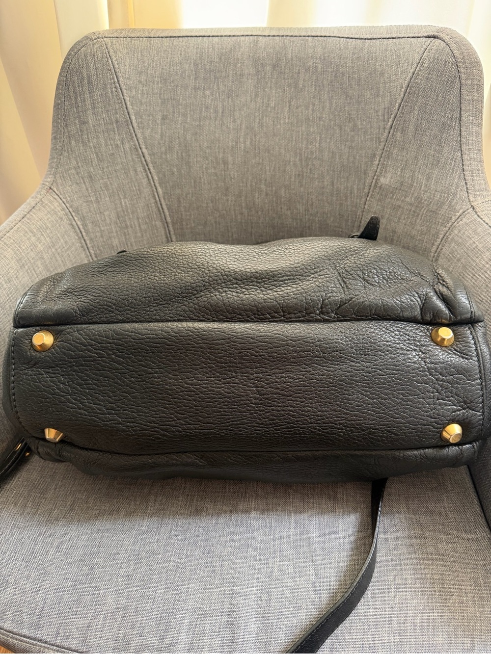 Miu Miu Black Leather Satchel with Gold Hardware Accents - Picture 4 of 9